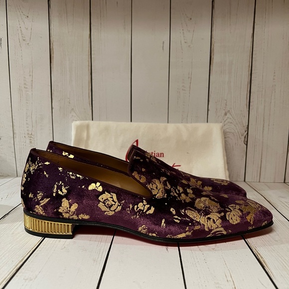 Christian Louboutin Colonnaki Velvet Jacquard Loafer Bordeaux Sz 44 / 11 main image 11